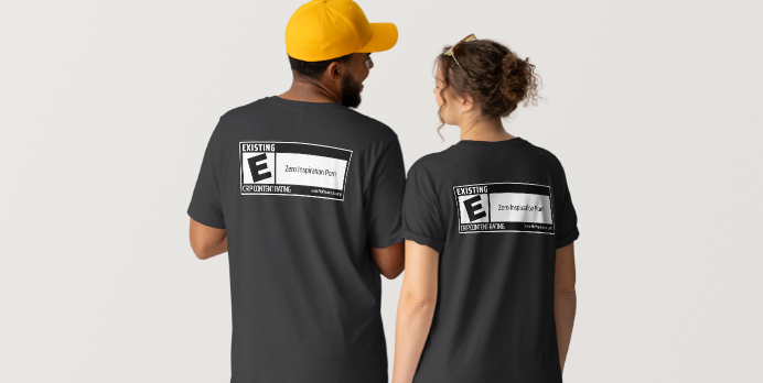 RATED E for EXISTING Tee - Print on back